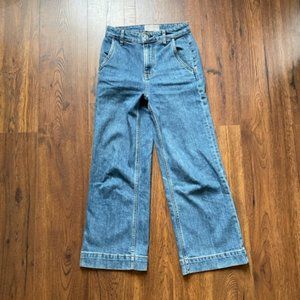 Everlane The Wide Leg Jean Ankle Size 25 Dark Blue Denim